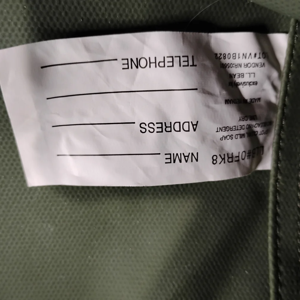 L.L. Bean Olive Green Duffel with Embroidered Maine Patch